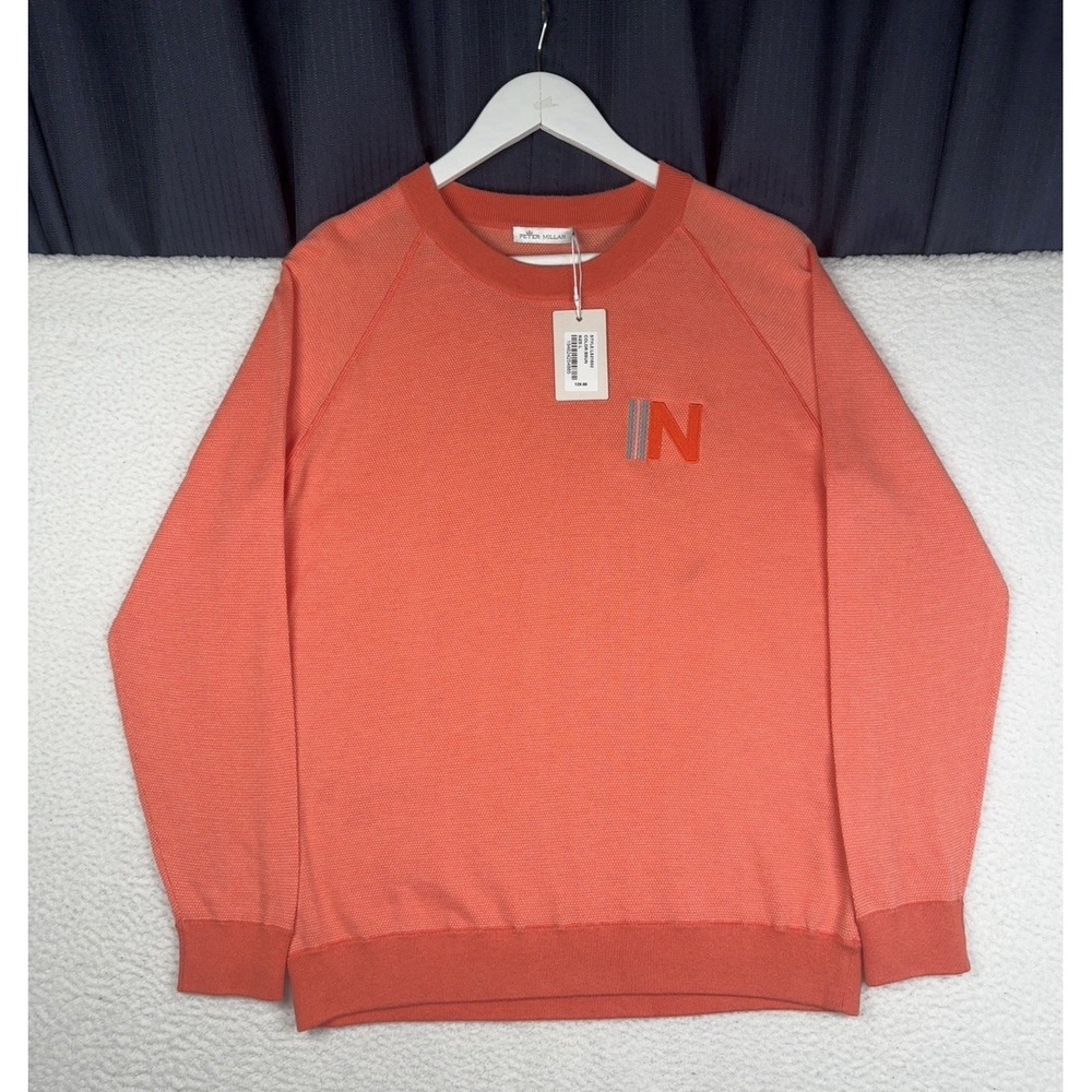 NEW $129 PETER MILLAR Women's Large Sweater Orange - Pima Cotton - Company Logo
